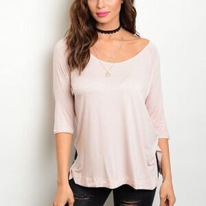 Final Sale | Blush Pink Modal 3/4 Sleeve Top
